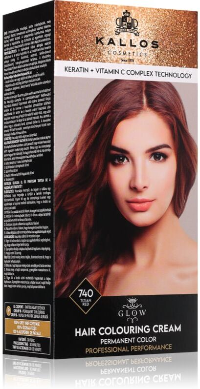 Kallos Glow Lasting Cream Colour coloration cheveux permanente teinte Tizian Red 60 ml
