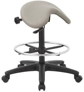 Office Star Products OSP Backless Stool with Height-adjustable Saddle Seat and Casters