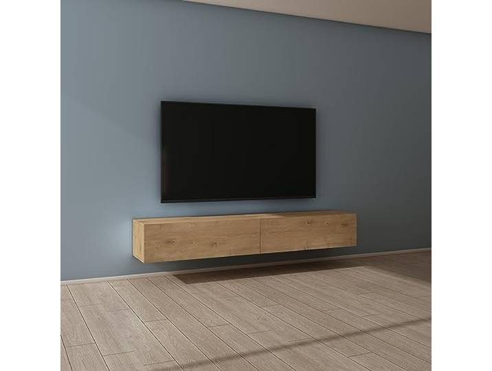 Mai & Mai Fernsehschrank Hängend TV Lowboard hängend mit Gasdruckfedern TV Schrank mit Klappen, viel Stauraum, Wandmontage in Kerneiche, Breite: 200 cm, Fernsehschrank02