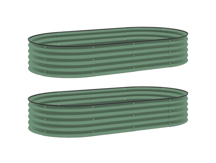 Outsunny Hochbeet 2er-Set aus Stahl, Grün, Metall, 93x30x181 cm, Gartenzubehör, Hochbeete