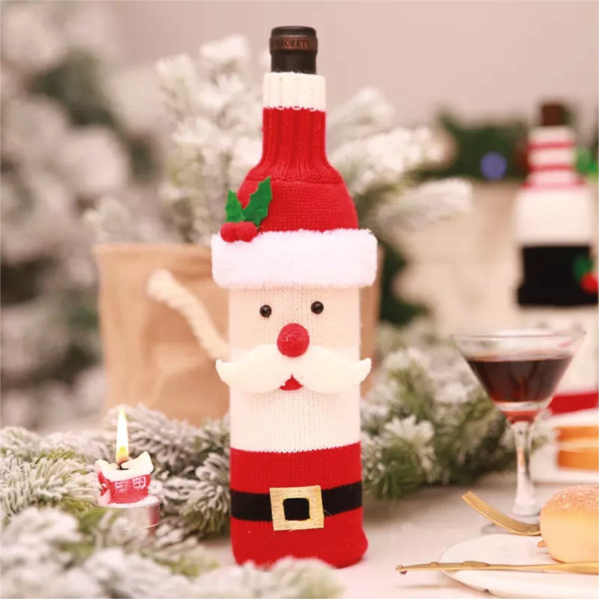 Kerstman Wijnfles Decoratie voor Kerstdiner en Cadeaus