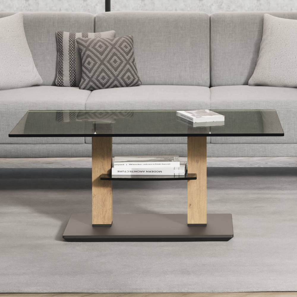 Pharao24.de Couchtisch Glastisch in modernem Design höhenverstellbar