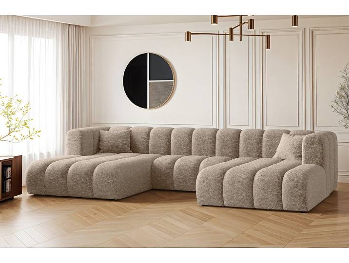 Kaiser Möbel Ecksofa U-from, Sofa Grand modular stoff Salvador und Haga, Zwei Arten von Stoffen, große Auswahl an Farben, praktisch, bequem