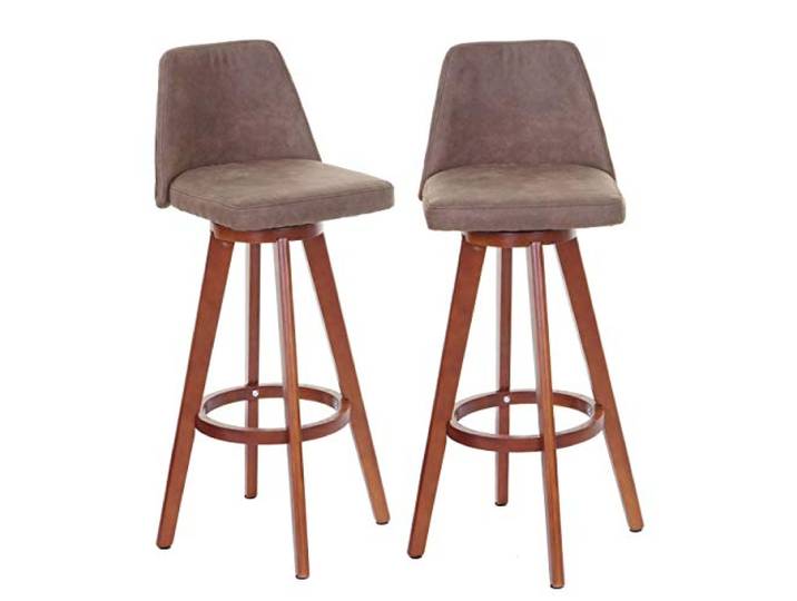 Mendler 2er-Set Barhocker HWC-C43 Holz - Vintage braun, helle Beine