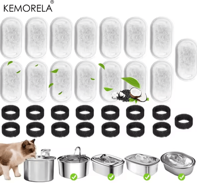 Inspire Curations PureFlow Carbon Filter & Sponge Set For Cat Water Fountains 15pcs