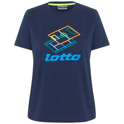 Print-Shirt LOTTO, Damen, Gr. S (36), blau (peacoat), 80% Cotton, 20% Polyester, bedruckt, Rundhals, gerader Abschluss, Shirts, - mit plakativem Frontprint