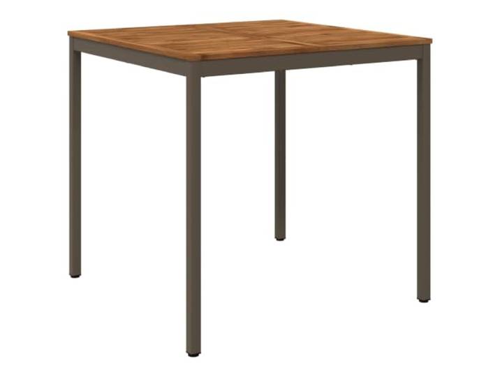 FDSAQOPT Gartenbar-Tisch Natur und Kaffee 110 x 108,5 x 105 cm Massives Akazienholz, Stahlbeine, Bartisch und Esstisch, natürliche Holzmaserung, leicht zu reinigen