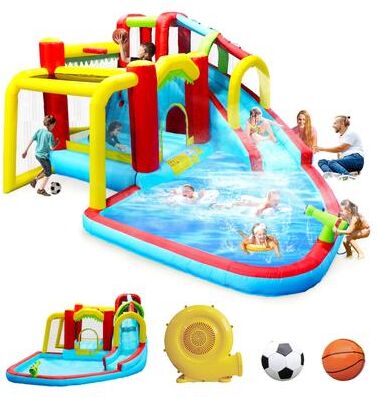 Kodotan sofa 7 in1 Inflatable slide water park bouncing house Soccer garden bouncer,Splash pool,Water gun,Climbing wall,Basketball,Football