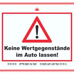 HB-Druck Keine Wertgegenstände im Auto lassen! A2 Rückseite selbstklebend