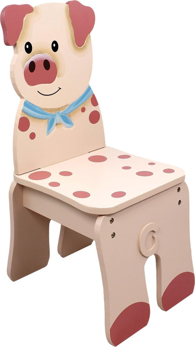 Teamson Kids Houten Kinderstoel met Varkensontwerp