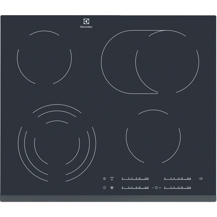 Electrolux EHF6547FXK, Schwarz, Integriert, Keramik, 4 Zone(n), 4 Zone(n), Köcheln