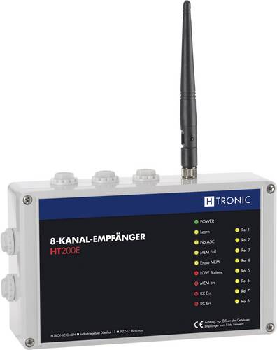 H-Tronic HT200E Funkempfänger 8-Kanal Frequenz 868.35MHz, 869.05MHz, 869.55MHz 12V Reichweite max. (im Freifeld) 200m