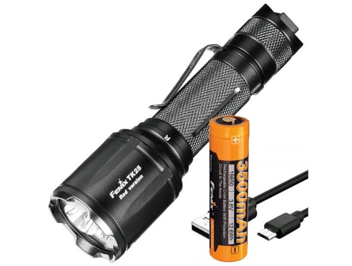 Fenix TK25 Rode rode en witte LED-zaklamp met maximaal 1000 lumen inclusief 3500mAh-batterij