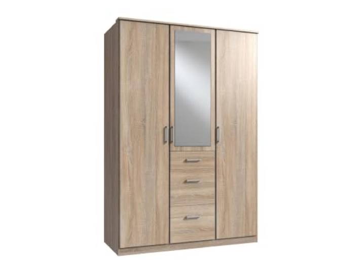 Kleiderschrank Click in Eiche Sägerau 135 cm Breite, mit Spiegel