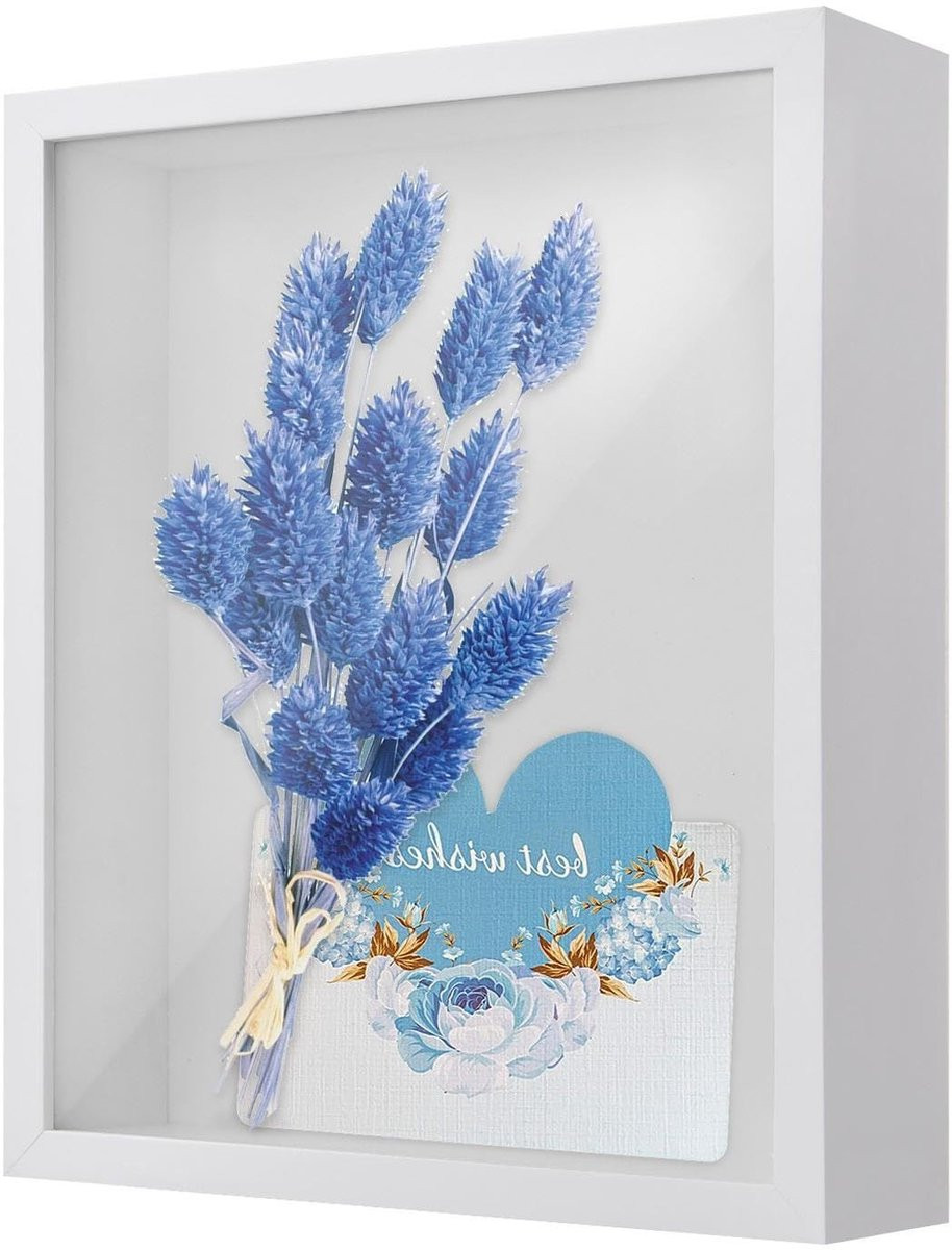 Dailygoods 3D-schaduwdoos - Houten diepe fotolijst en displaybox voor memorabilia - Wit, 5 cm