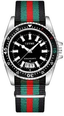 Uplift Essentials Nylon Strap Calendar Quartz Watch silver Black