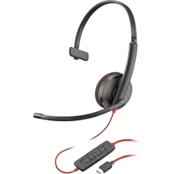 Poly Blackwire 3210 Monaural USB-C Headset +USB-C/A Adapter