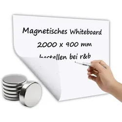 Universelles magnetisches Whiteboard, nicht permanent selbstklebend, 1,2 mm Dicke, 2000 x 900 mm (1 Stück)