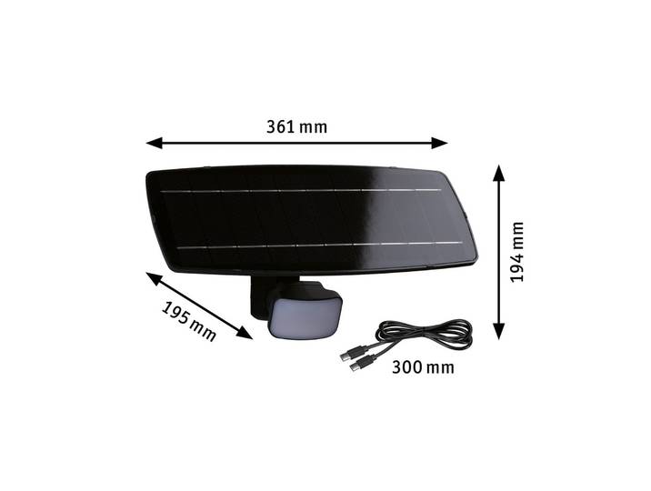 Paulmann Solar-Außenwandlampe Flotas, anthrazit, Sensor IP65 Flotas, schwarz, Kunststoff, Modern, Wandstrahler