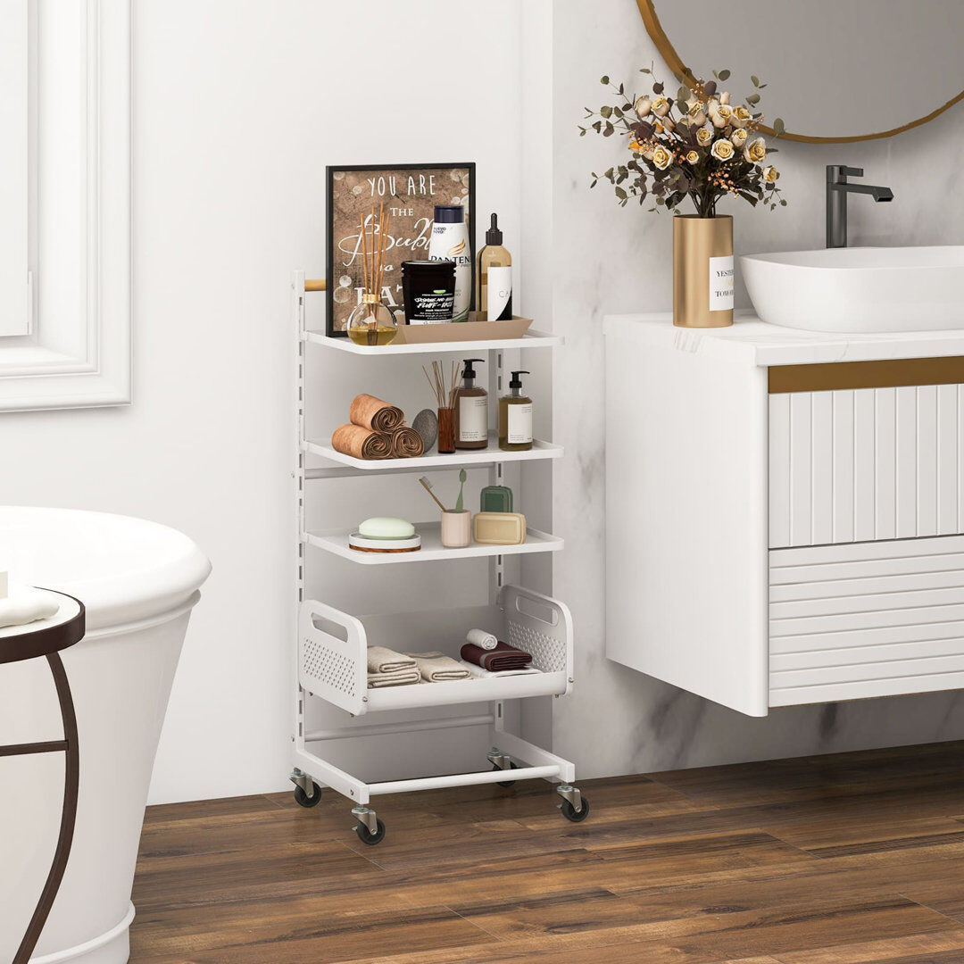 Brayden Studio 84cm H x 35cm W Utility Cart White 84cm H X 35cm W X 29cm D