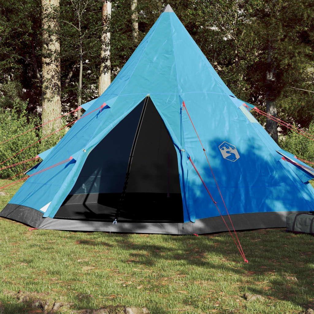 Campingzelt für 4 Personen, blau, 367x367x259 cm, aus 185T-Taft