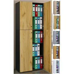 VCM, Aktenschrank, Büroschrank Aktenschrank Lona 5-fach Drehtüren (70 x 40 x 184 cm)