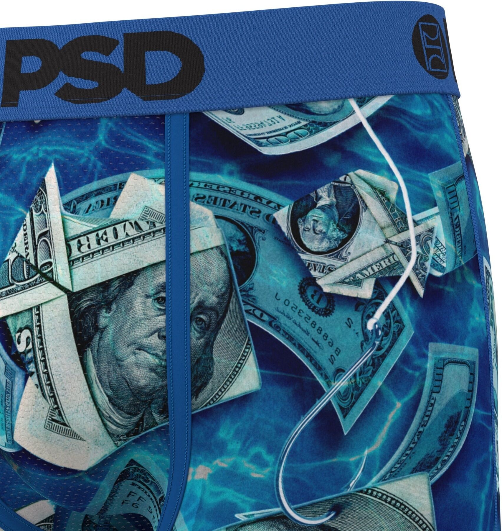 Boxershorts PSD "PSD DEEP SEA FUNDS 5I BOXER", Herren, Gr. XL, 1 Stk., blau (multi), 88% Polyester, 12% Elasthan, Unterhosen