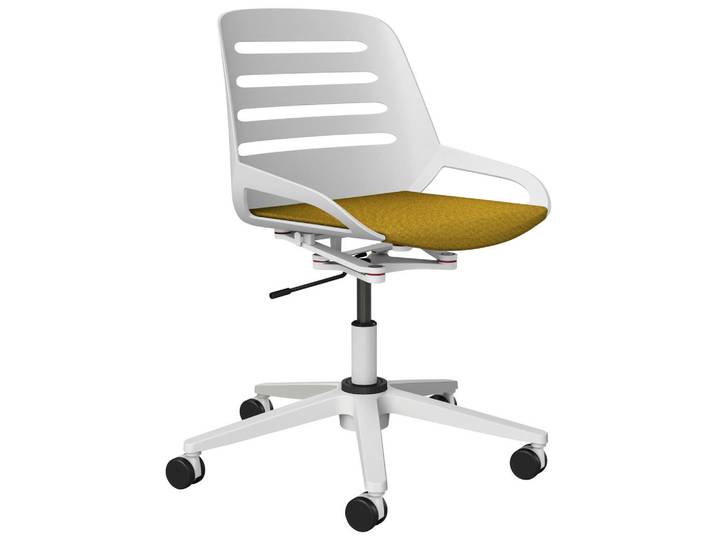 Aeris Drehstuhl Numo Task, Gelb, Weiß, Metall, Kunststoff, Drehkreuz, 70x68x40 cm, Made in Germany, Wippfunktion, Sitzfläche 360° drehbar, Büromöbel, Bürostühle, Drehstühle