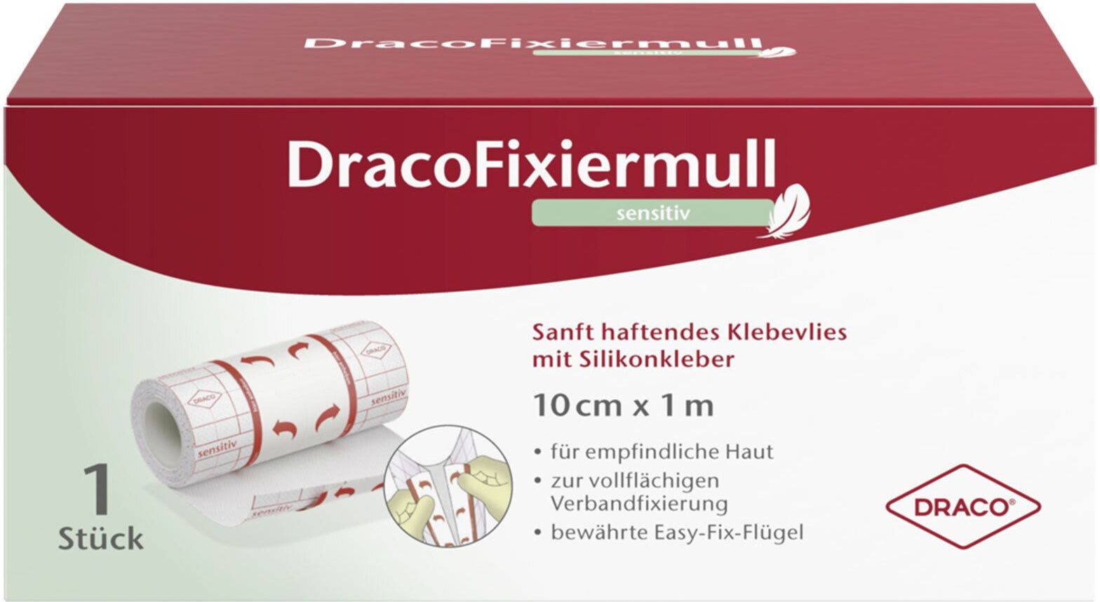 Dracofixiermull sensitiv 10 cmx1 m 1 St Verband