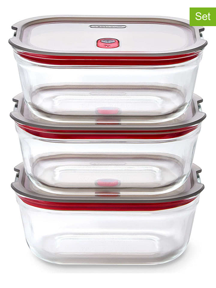 Black+Blum 3er-Set: Lunchboxen mit Deckel in Rot/ Transparent - je 900 ml - onesize
