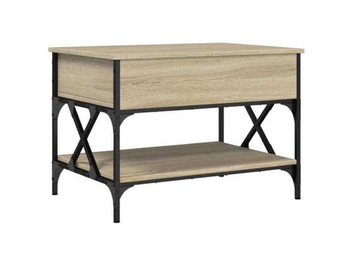 Heofavd Höhenverstellbarer Couchtisch 70x50 cm Sonoma-Eiche Metall
