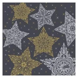Duni, Servietten, Servietten Snowstars Schwarz 33 x 33 Cm (33 x 33 cm)