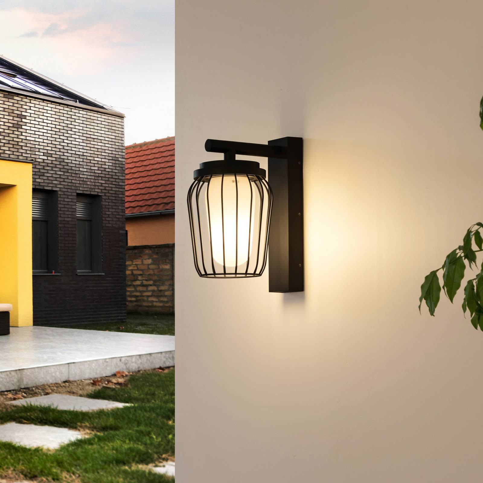 Lucande Wandlamp Buiten Chandan - Zwart - Aluminium - Dimbaar - IP54