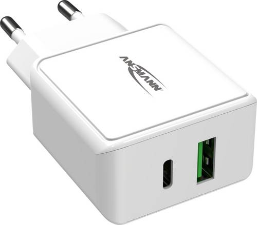 Ansmann HomeCharger HC218PD USB Ladegerät 18W 1x USB-A, 1x USB-C USB PD Weiß Innenbereich