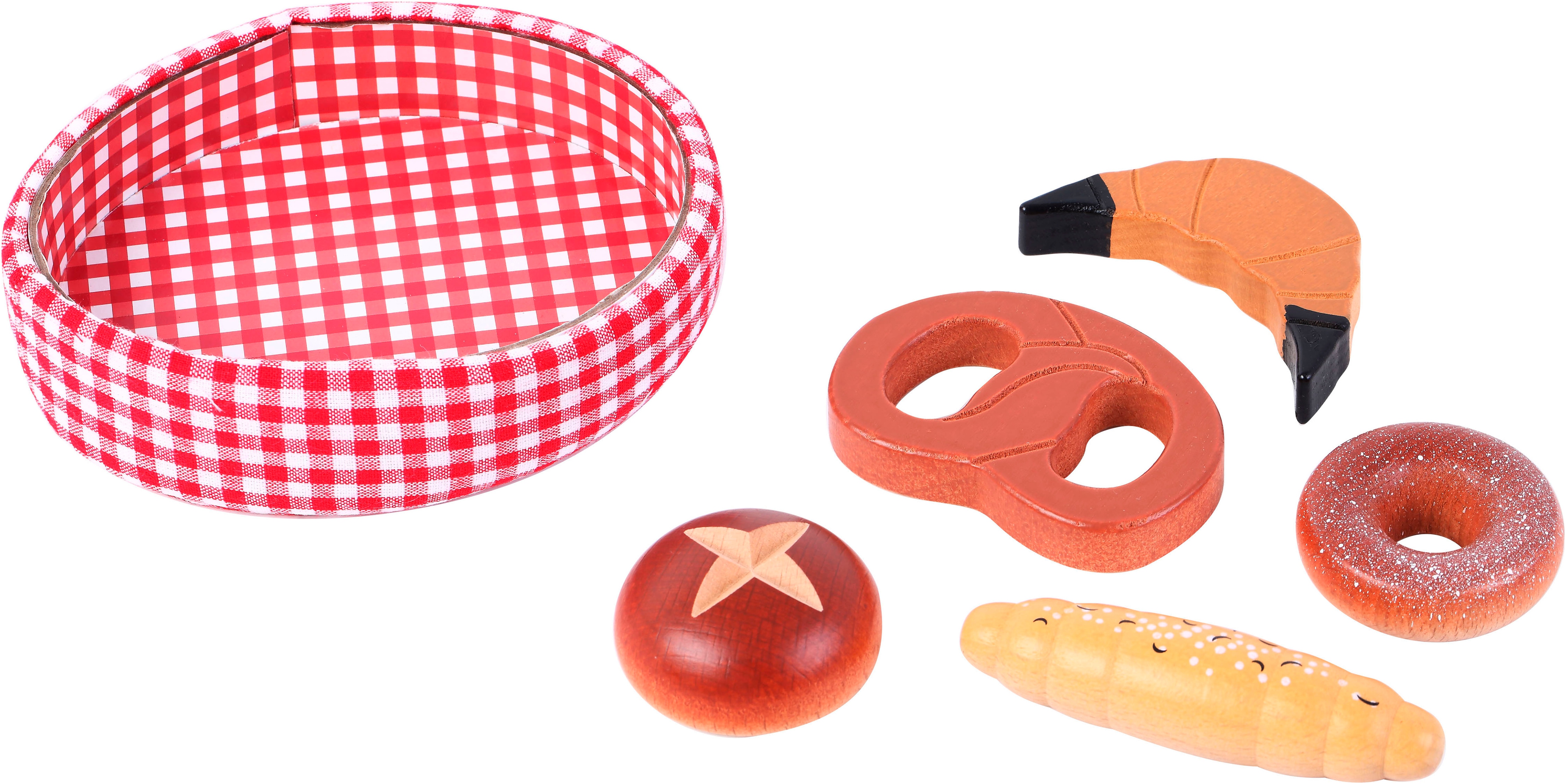 Kaufladensortiment TANNER "Brotkörbchen aus Stoff mit verschiedene Backwaren", bunt, Kaufladensortimente, Kinder, Holz, Kaufladensortiment