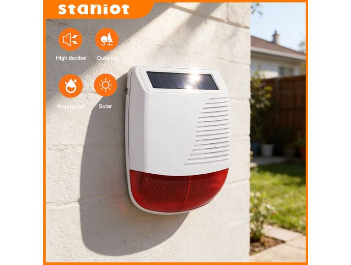 Sirène extérieure Staniot à haut niveau sonore, 433Mhz, sans fil, solaire, étanche, système d'alarme de sécurité domestique, 1000mAh, appareils intelligents pour la maison