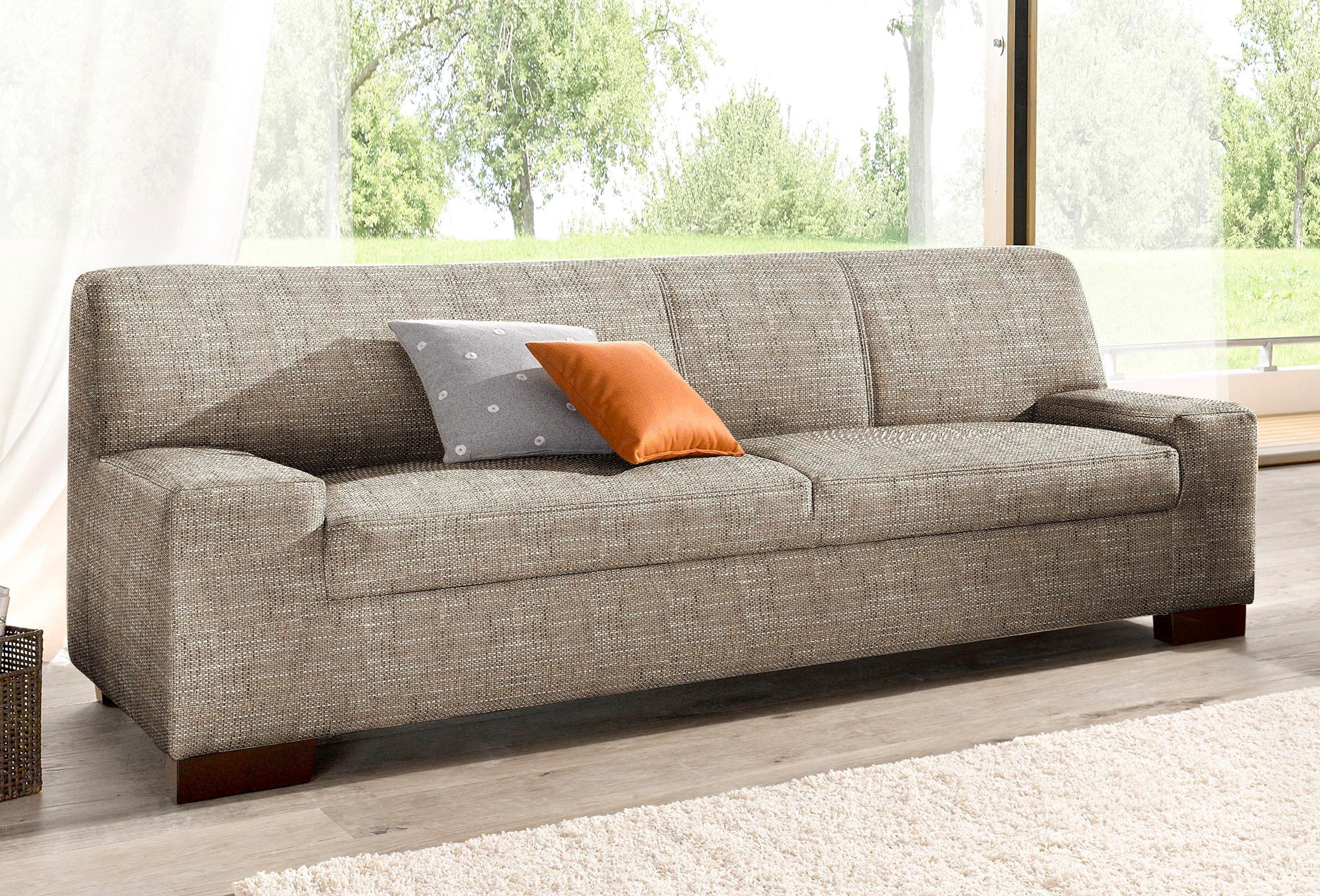 2-Sitzer DOMO COLLECTION "Norma, zeitlos, kubisch und elegant, komfortabel, flache Armlehnen", beige, B:192cm H:74cm T:85cm, Sofas, 2-Sitzer beige B/H/T: 192cm x 74cm x 85cm, Struktur, ohne Funktion