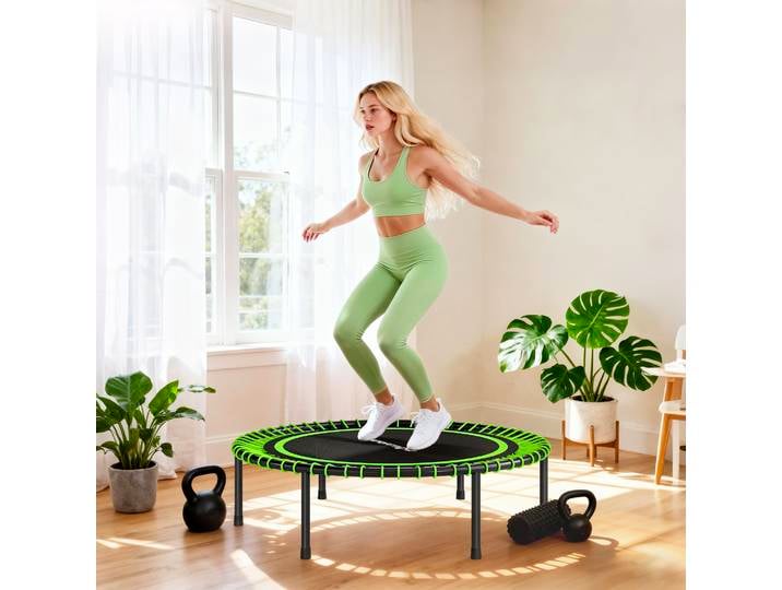 SPORTNOW Trampoline Fitness Ø114cm Acier Renforcé Vert Noir
