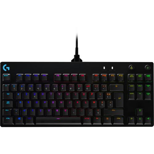 Logitech G Pro Gaming Keyboard, TKL, GX-BLUE, schwarz, USB, FR Layout (920-009390)