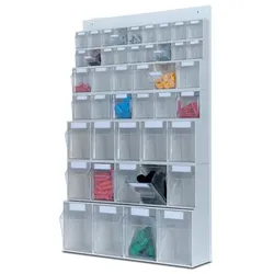 MultiStore Wand-Set 44 Klarsichtbehälter hochschlagfestem Kunststoff, lichtgrau
