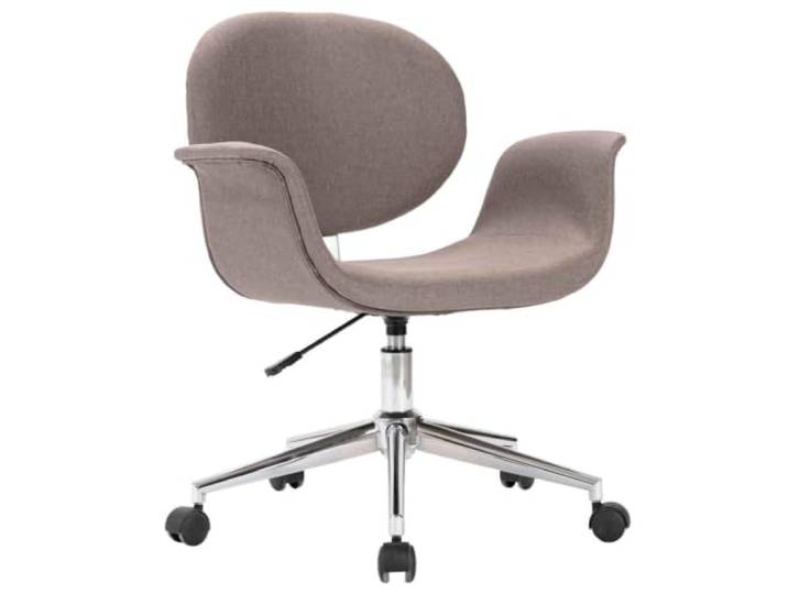 KDVXBCQJH Esszimmerstuhl Drehbar Höhenverstellbar Stoff Taupe mit Rollen Ergonomischer Polstersessel für Schlafzimmer und Büro mit 360-Grad-Drehung, stufenloser Höhe und stabilem Metallgestell.