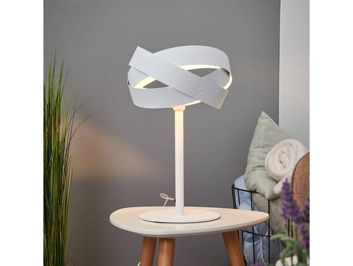 Tischlampe Tornado Domiluce, weiß / opal, für Wohn- / Esszimmer, Metall, Modern