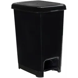 Treteimer SLIM Tritt-Mülleimer quadratisch schwarz 10 L Mülleimer aus Kunststoff, mit Deckel und Inneneimer