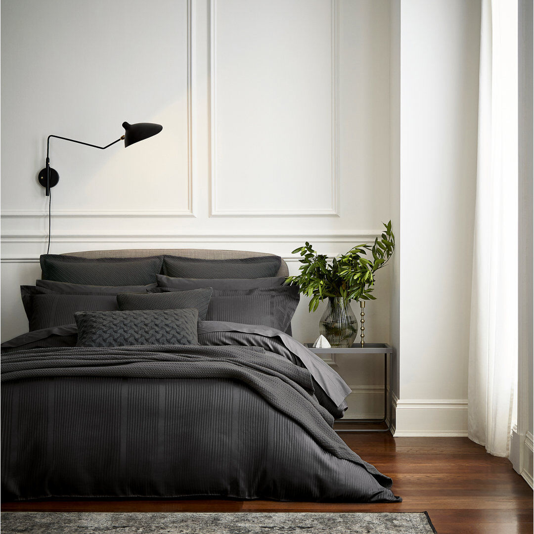 Bedeck of Belfast Mansa 300 TC Duvet Cover Charcoal King Duvet Cover
