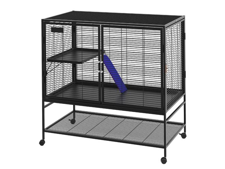Kleintierkäfig mit Rollen 92 x 58 x 100 cm schwarz