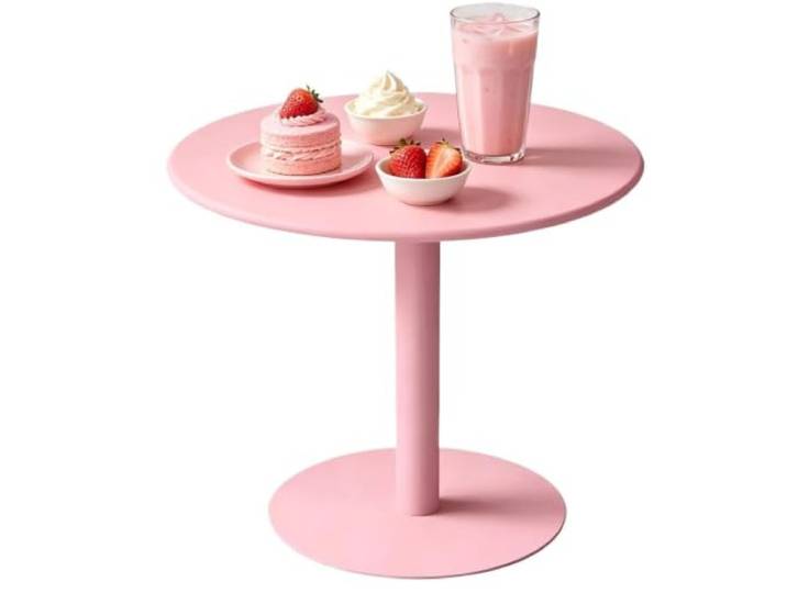 Hoher runder Frühstücks-Esstisch, Getränke-Couchtisch Bartisch Theke Bistro-Pub-Tische Kleine Beistelltische für den Innen Außenbereich, Wohnzimmer, Schlafzimmer, Balkon(Rosa,60x60x104cm)