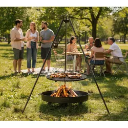 CookKing Schwenkgrill Set Tunis 1 | mit Feuerschale, Dreibein und Grillrost - Schwarz