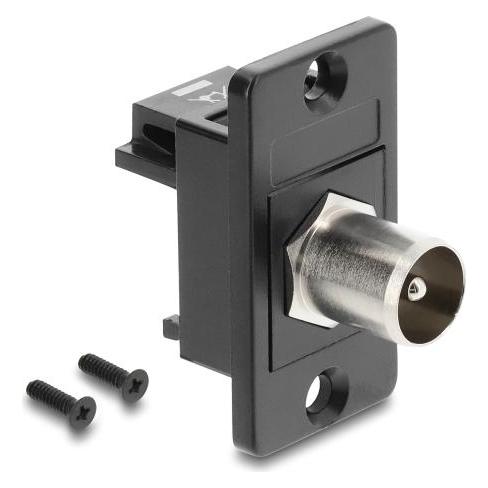 Delock Panel Mount IEC Stecker zu F Buchse schwarz (Antennenkabel) (91204)