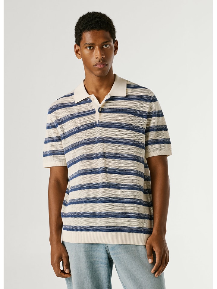 Pepe Jeans Poloshirt "Florian" in Dunkelblau/ Creme - L