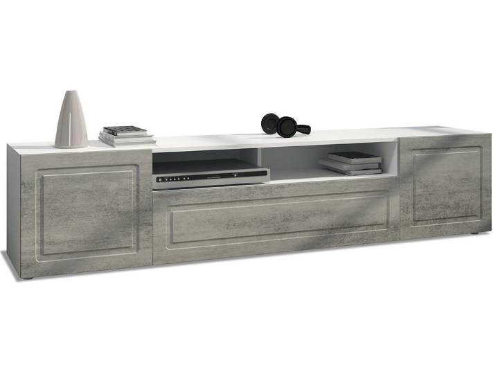 Möbelhandel Klipenstein Lowboard Rom, TV Kommode Fernsehtisch 181 cm, Landhausstil, Weiß matt
